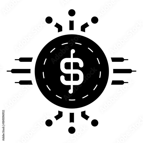 digital dollar money coin glyph icon