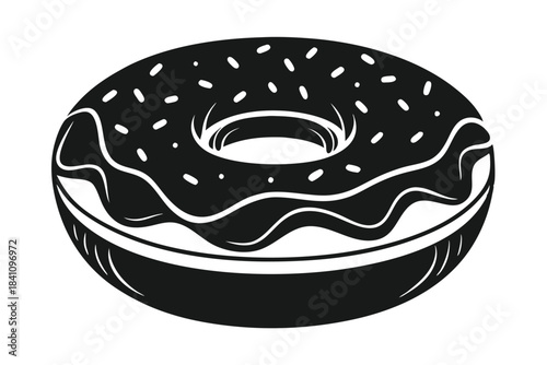 donut silhouette line art vector illustration with a white background