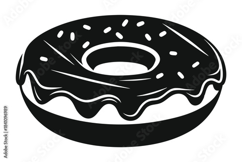 donut silhouette line art vector illustration with a white background