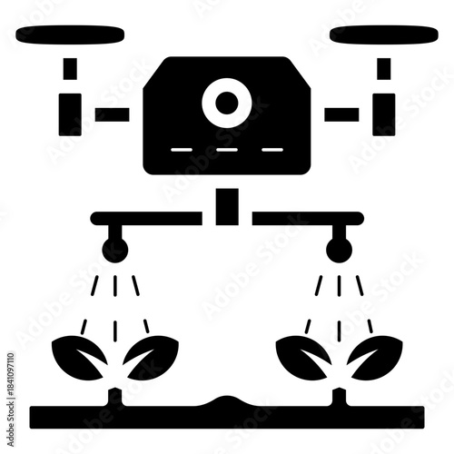 smart farming using drone glyph icon