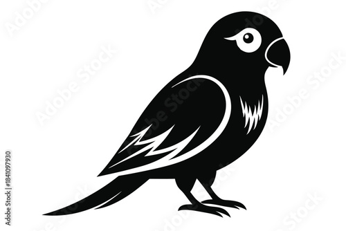 lovebird silhouette line art vector illustration with a white background