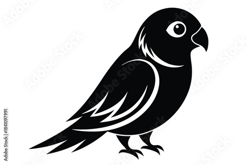 lovebird silhouette line art vector illustration with a white background