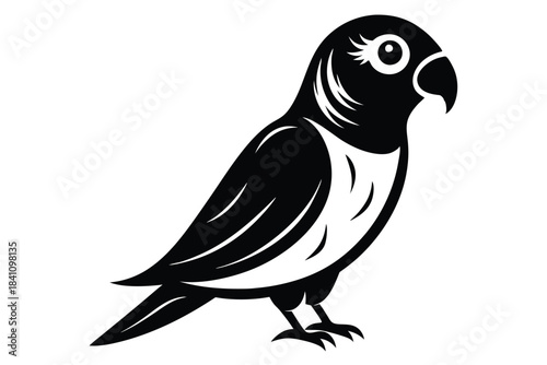 lovebird silhouette line art vector illustration with a white background