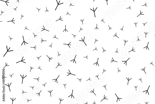Trace of birds, seamless vector pattern. Hand drawn chicken footprints in childish style. Chicken traces naive background.