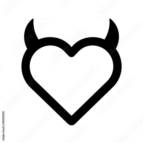 Minimalist devil heart rebellious love vector icon