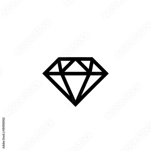 Simple Black Outline Diamond Gemstone Icon or Symbol for Luxury, Jewelry, and Beauty Design Vector