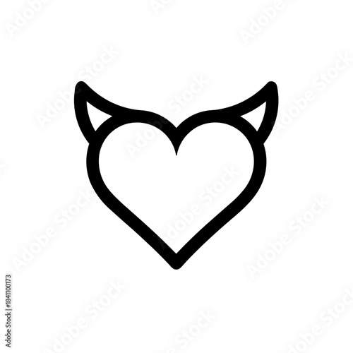 Minimalist devil heart rebellious love vector icon