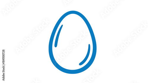 Simple Blue Outline of an Egg on a White Background, Minimalist Food Icon