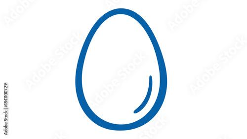 Simple Blue Outline of an Egg on a White Background, Minimalist Food Illustration
