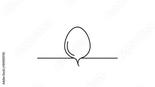 Minimalist Art Drawing of an Egg Shape on a Horizontal