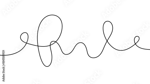 Continuous one- drawing of the word 'fine' in elegant script on white background