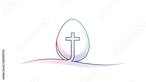 Easter Egg with Christian Cross Symbol, Religious Celebration and New Life Concept