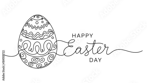 Happy Easter Day single art illustration with decorative Easter egg