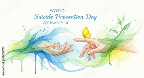 World Suicide Prevention Day September 10 Artwork with Hands and Butterfly