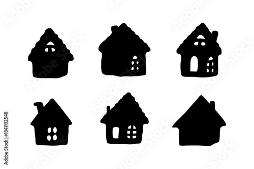 Assorted house silhouettes home building