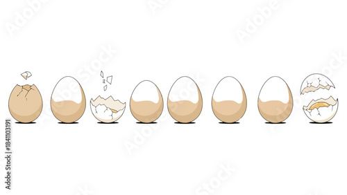 Vector Illustration Sequence of an Egg Hatching and Open