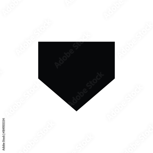 Baseball home plate silhouette vector flat design on white background. Softball home plate icon.