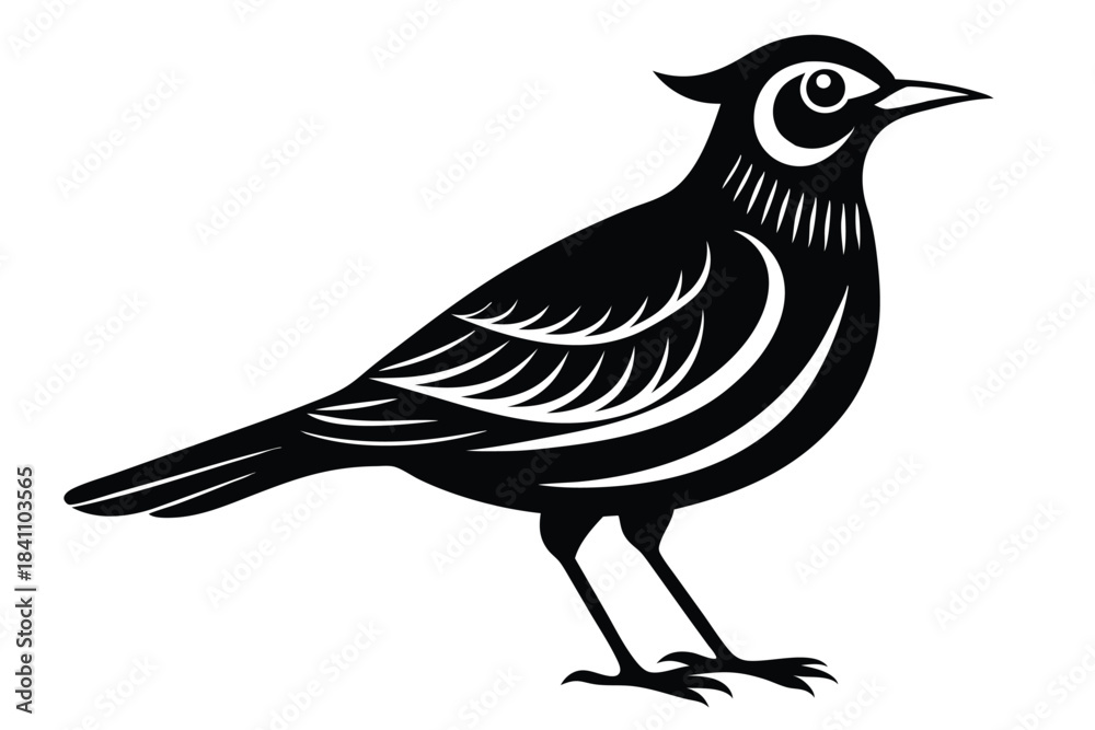 Obraz premium lark silhouette line art vector illustration with a white background