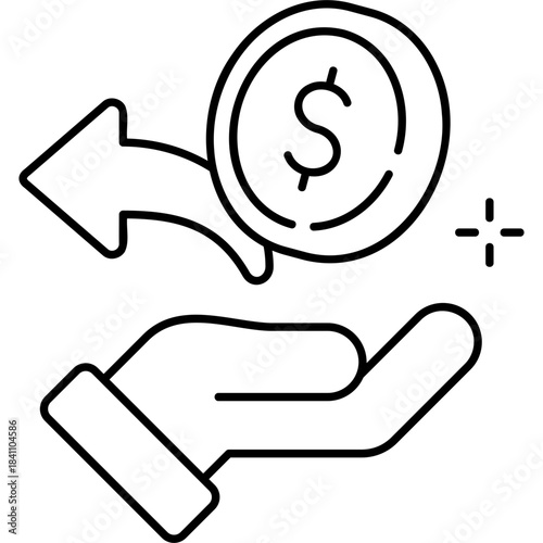 Line Art Money Back Icon