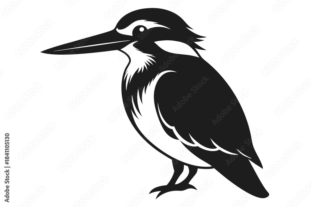 Fototapeta premium kingfisher silhouette line art vector illustration with a white background