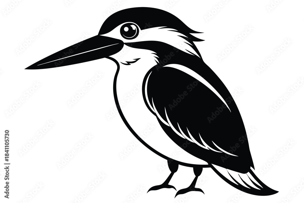 Fototapeta premium kingfisher silhouette line art vector illustration with a white background