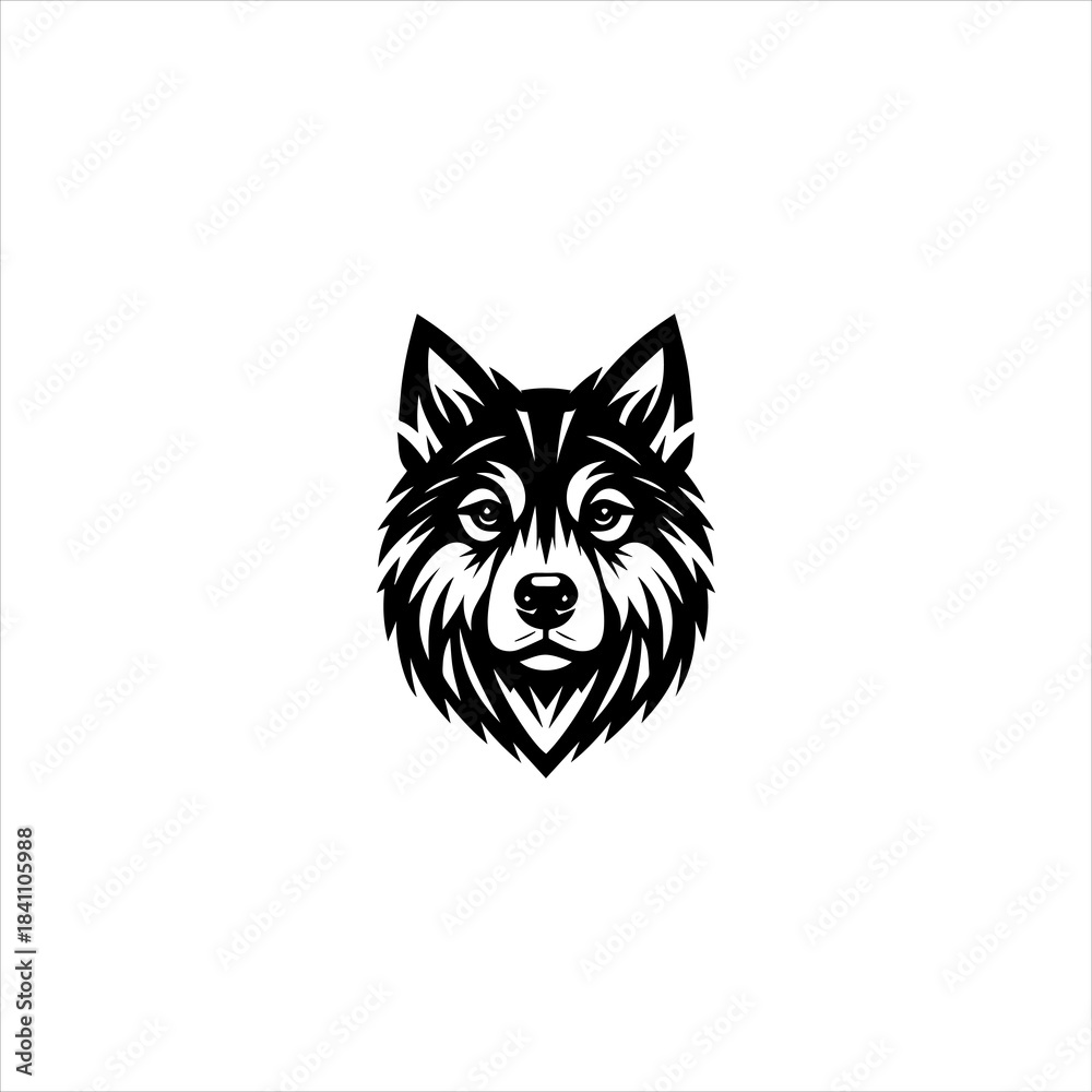 Fototapeta premium Dog head silhouette arranged as a clean black vector emblem design. Animal icon concept