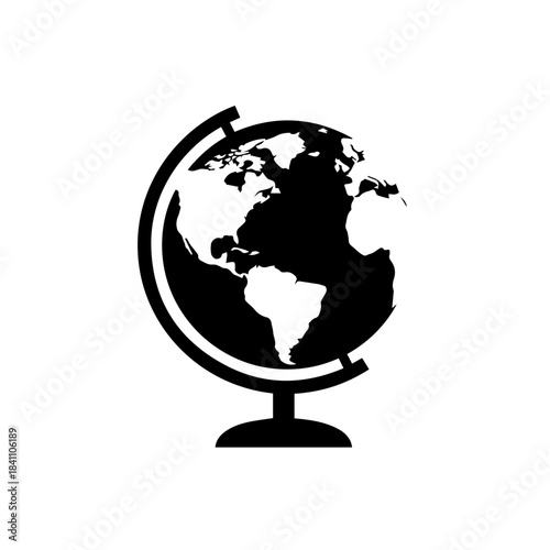 A 3D terrestrial globe object on a white background,