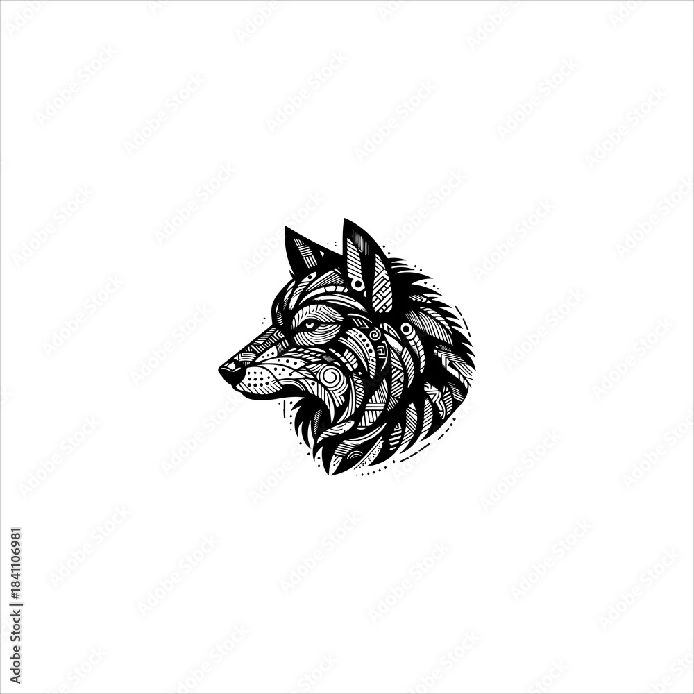 Obraz premium Dog head silhouette arranged as a clean black vector emblem design. Animal icon concept