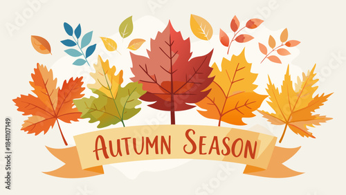 Autumn season banner with colorful falling leaves