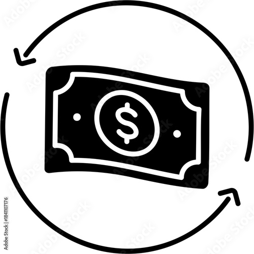 Glyph Solid Cash Return Icon