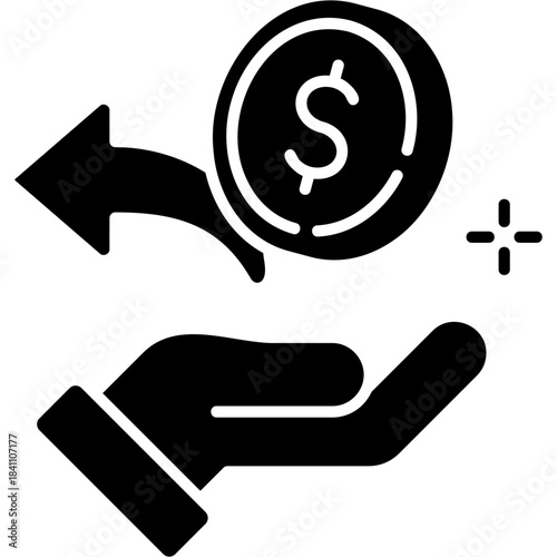 Glyph Solid Money Back Icon
