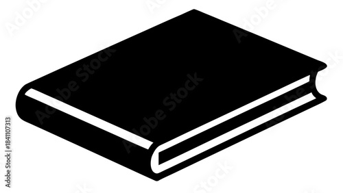 Simple black icon of a closed book on a white background