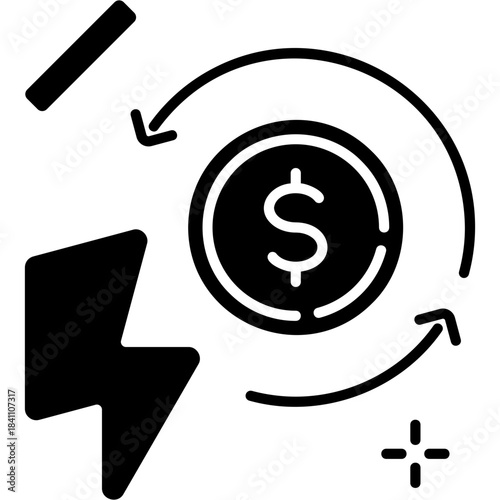 Glyph Solid Instant Refund Icon