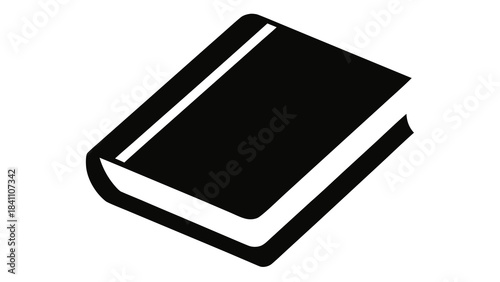 Simple black icon of a closed book on a white background