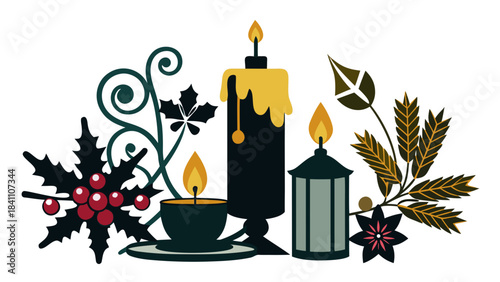 burning candle on a white background