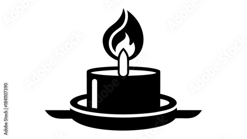 burning candle on a white background