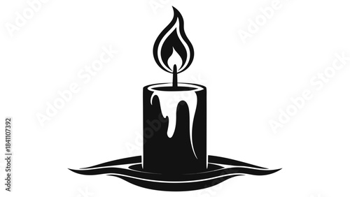 burning candle on a white background