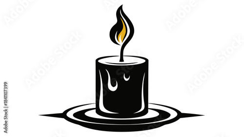 burning candle on a white background