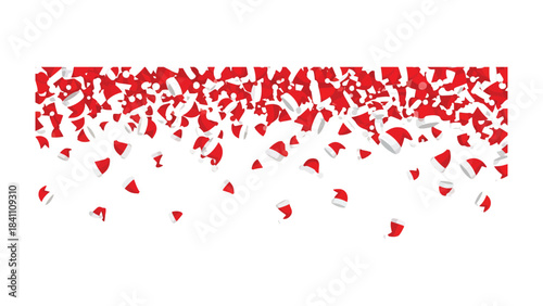 Festive Cap Cascade: A vibrant scattering of Santa hats creates a whimsical display, perfectly capturing the spirit of celebration and joy.