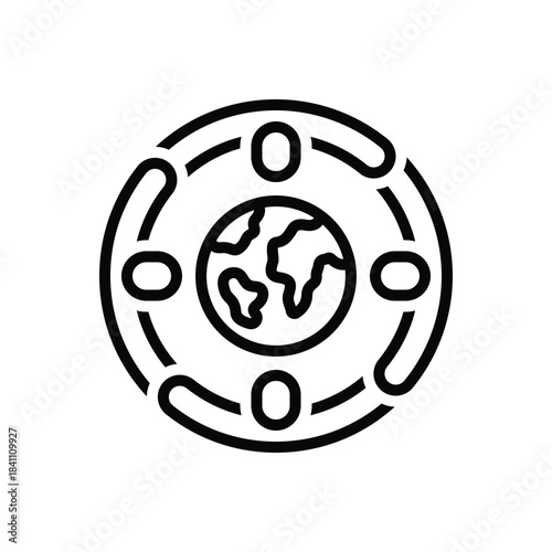 Black line icon for global synergy