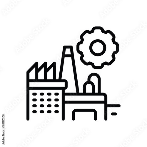 Black line icon for industry insignia