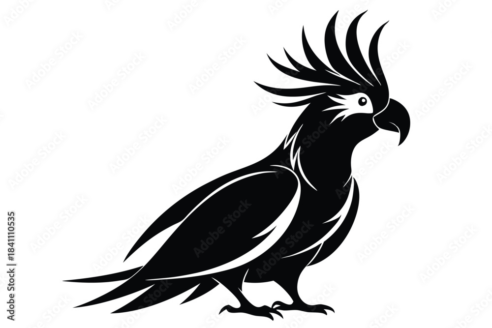Obraz premium cockatoo silhouette line art vector illustration with a white background