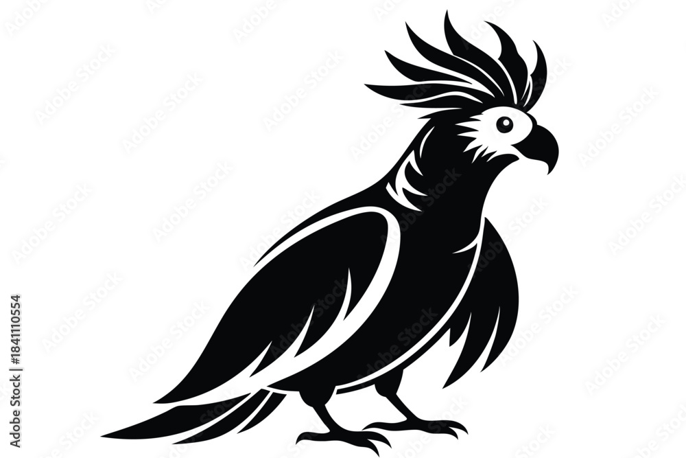 Fototapeta premium cockatoo silhouette line art vector illustration with a white background