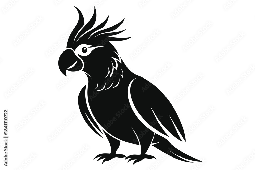 Naklejka premium cockatoo silhouette line art vector illustration with a white background
