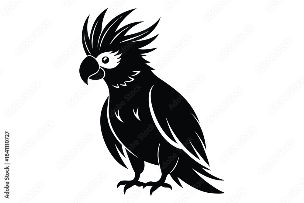Obraz premium cockatoo silhouette line art vector illustration with a white background