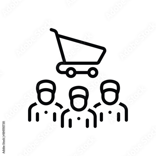 Black line icon for united by commerce