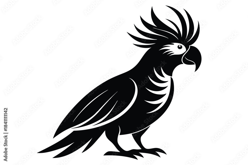 Obraz premium cockatoo silhouette line art vector illustration with a white background