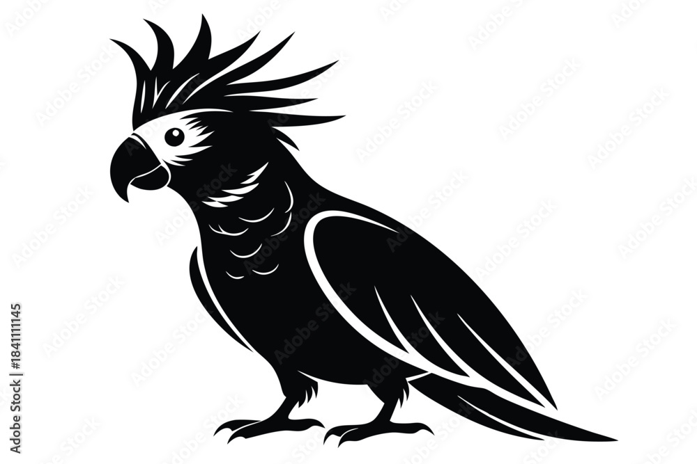 Naklejka premium cockatoo silhouette line art vector illustration with a white background