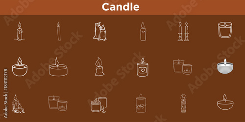 Minimalist Graphic Symbols for Light, Flame, Wick, Wax, and Abstract Wellness Pictograms.