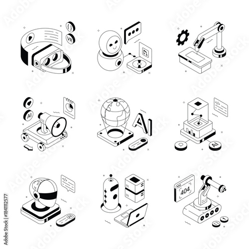 Check out premium collection of artificial intelligence isometric illustrations
